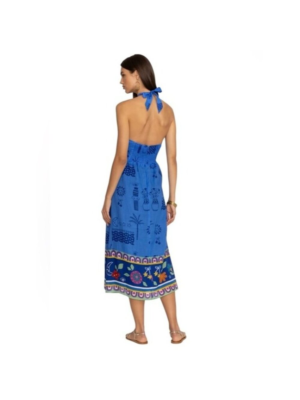 JOHNNY WAS JADE Zahar Tea Length Linen Dress Niccola Boho Print Size XL NEW - Picture 3 of 12